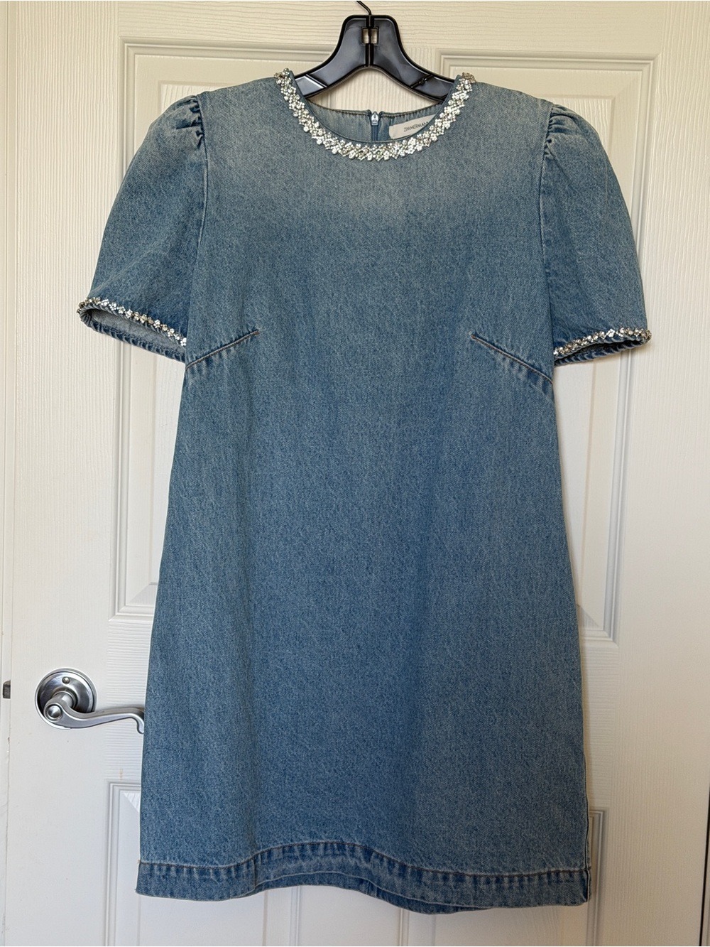 New Zimmermann Light Blue Denim Dress with Crystal-Embellished